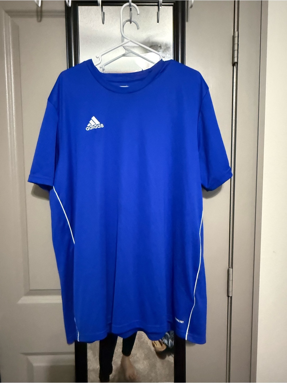 adidas Royal Blue Short Sleeve Athletic Tee with White Piping